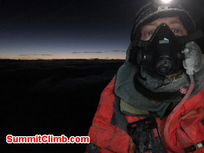 Jake on way to the summit just as dawn was breaking