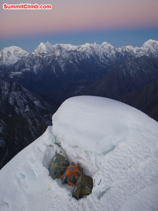 Camp 2.7 on Ama Dablam at 5950 metres / 19,500 feet. Photo by Maaike Braat