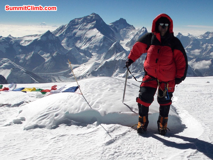 Wayne Herrick summit of Cho Oyu. Photo Tenji Sherpa