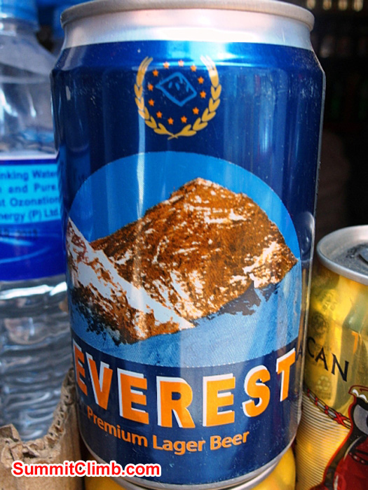 Everest beer for sale at a small shop on the path to basecamp. Monika Witkowska Photo.