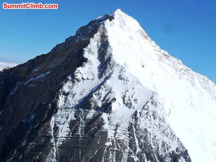 Summit of Everest seen from Lhotse. Pasang Sherpa Photo.