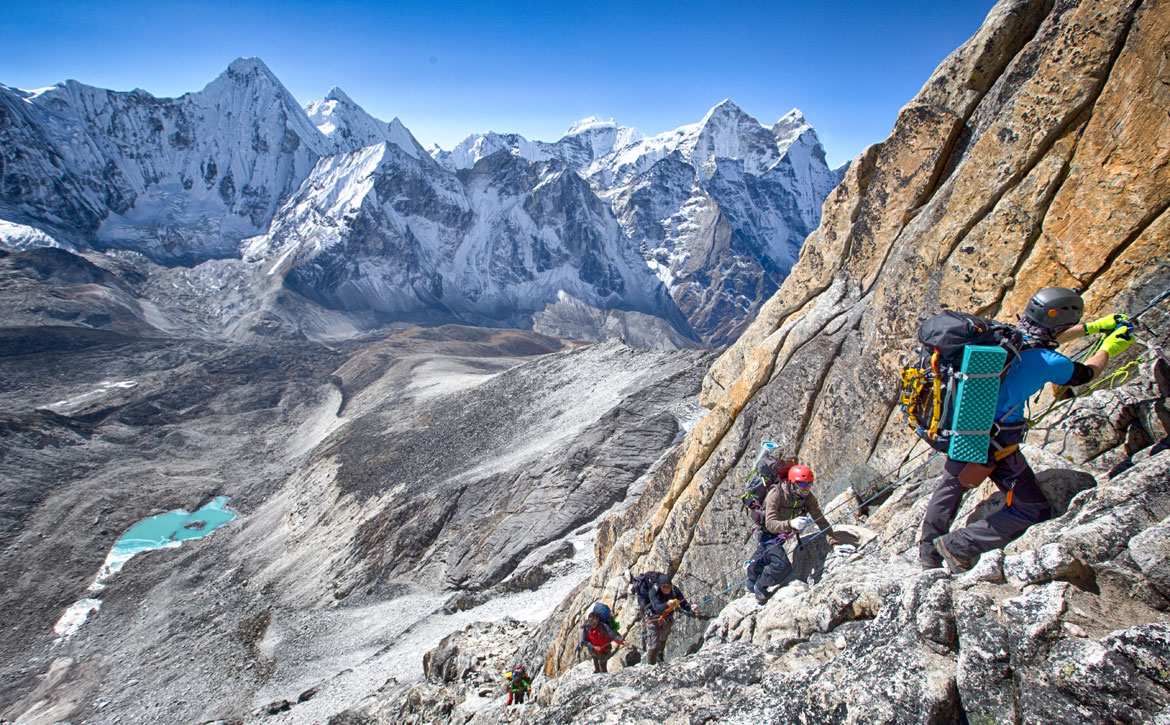 Ama Dablam Easy, fun solid rock & mixed climbing expedition. Safe
