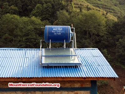 nepal volunteer trek, hot water solar