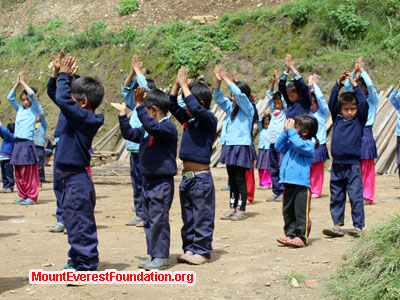 nepal volunteer trek, team at health post