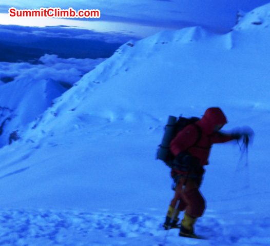 JJ climbing to the summit. Juergen Landmann Photo