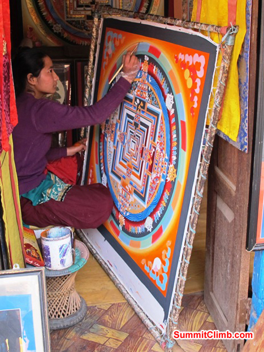 Skilled artist creates a Thangkha painting in Kathmandu. Photo Anne-Mari Hyrylainen.
