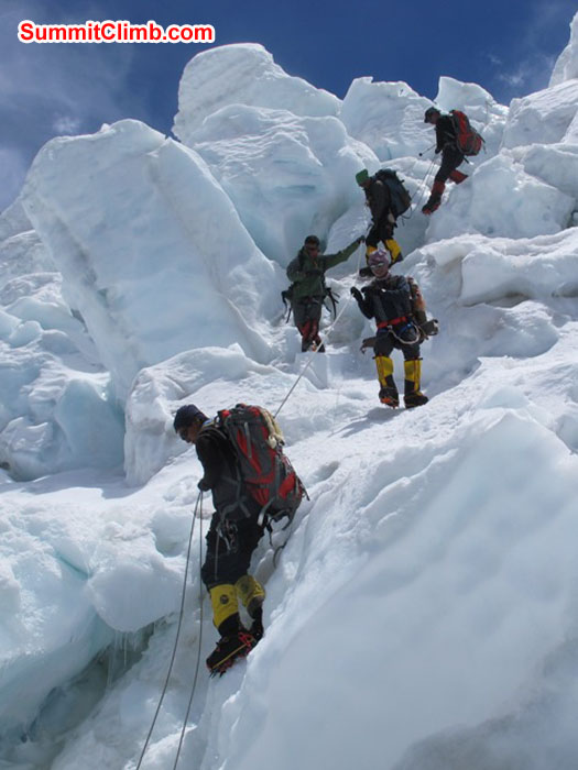 Sherpas at work in the icefall. Monika Witkowska Photo