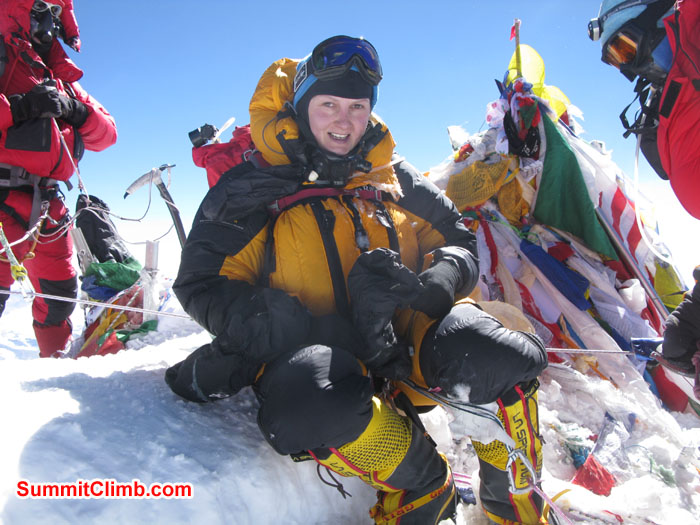 Rikke Hojland summit of Everest on 23nd May 2013. Photo Rikke
