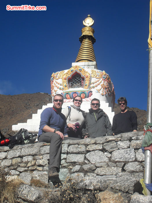 Christmas New year members enjoying the beautiful weather behind Budish stupa. Photo Kaji Tamang