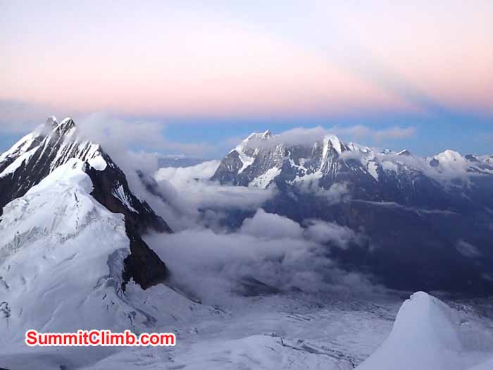 Annapurnas from summit of Manaslu.